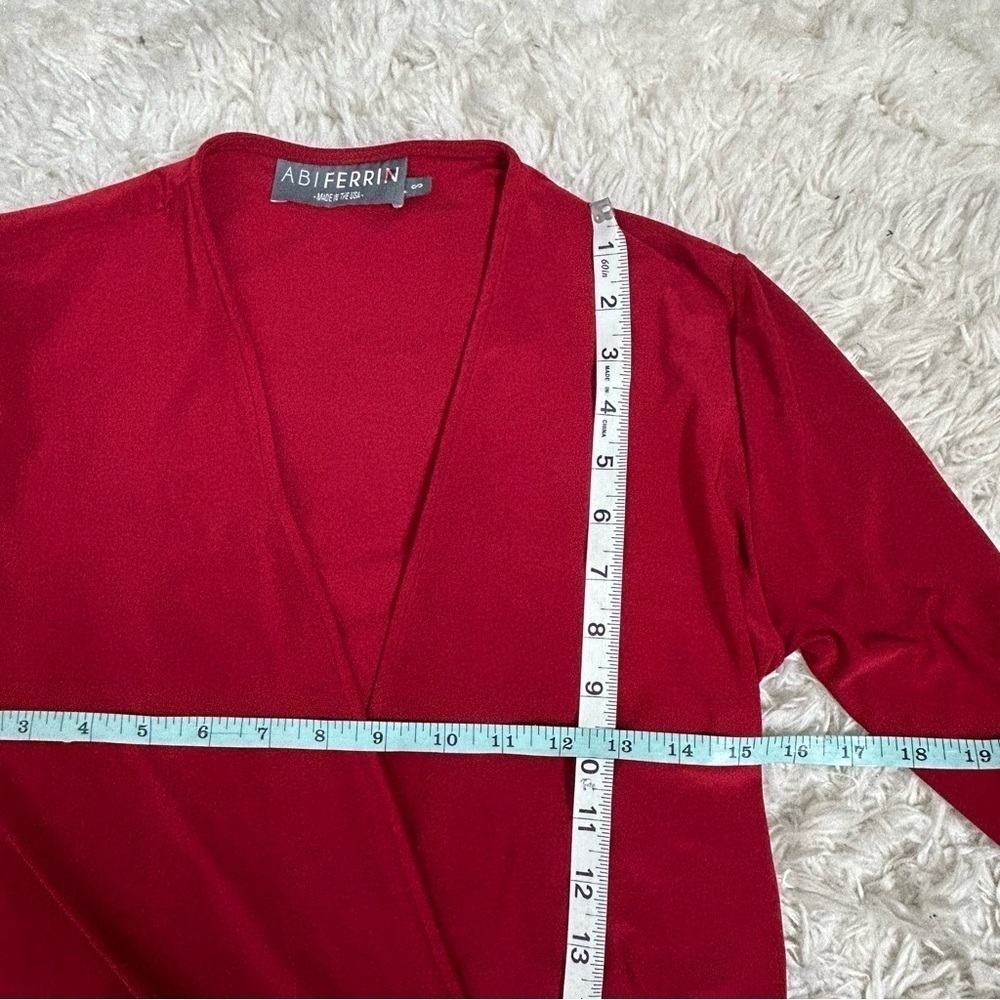 Abi Ferrin Red Bell Sleeve Wrap Dress - Picture 12 of 13